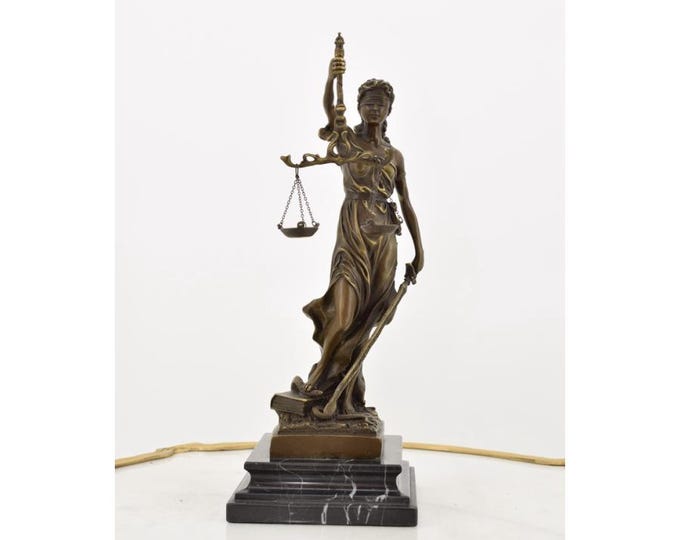 Bronze Sculpture Lady Justice Figurine - Themist Statue Gift Idea for Lawyer - Garden - Justice Vintage - Home Decor