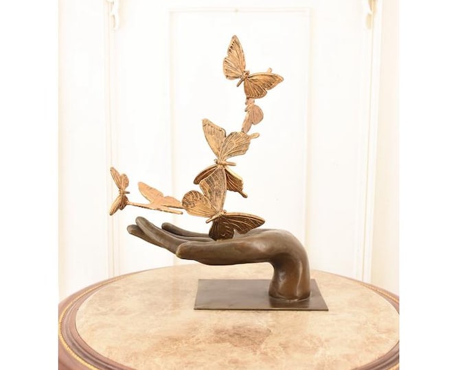 Bronze Butterfly Statue: Hand Sculpture, Richly Decorated Home Decor