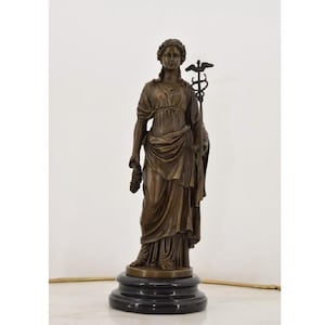 Athena Greek Goddess Bronze Statue - Sculpture on Marble Base - Mythology God Figure - Home Decor - Greek Acient - Unique Statue