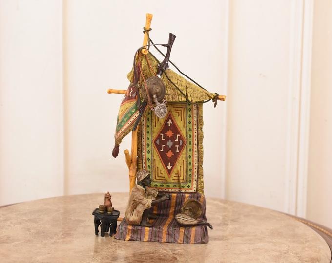 Vienna Bronze Style Arab Musician Figurine – Hand Painted Oriental Sculpture – Vintage Collector Piece