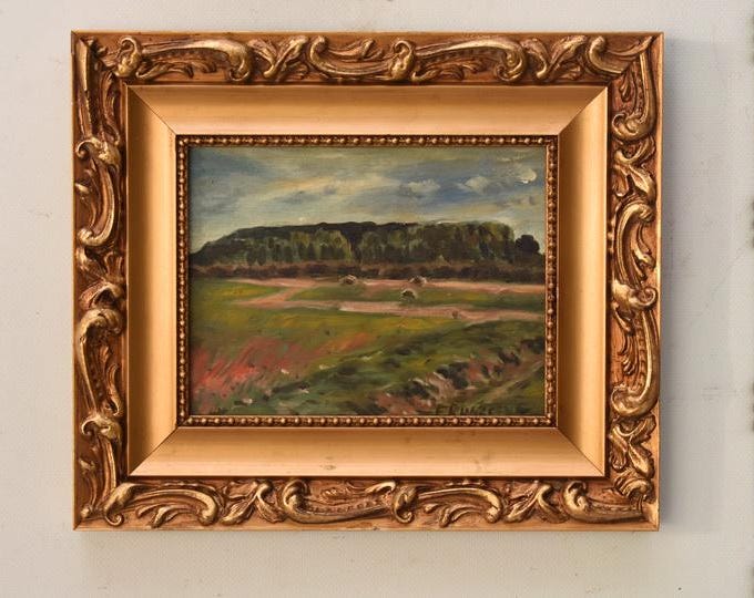 Polish Countryside Landscape – Forest & Hayfields – Oil Painting On Wood – F. Ruszczyc Art – Vintage Wall Art Decor