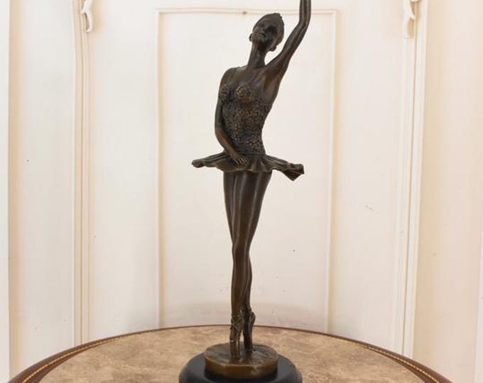 Bronze Ballerina Statue: Dancer Sculpture on Marble Base
