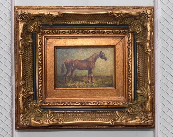 Oil Horse Painting - Gold Frame, French Art Wall