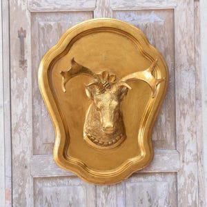 Resin and Wood Deer Head Wall Mount - Hunting Trophy - Rustic Home Decor - Unique Wildlife Sculpture - Ideal Gift for Hunters Nature Lovers
