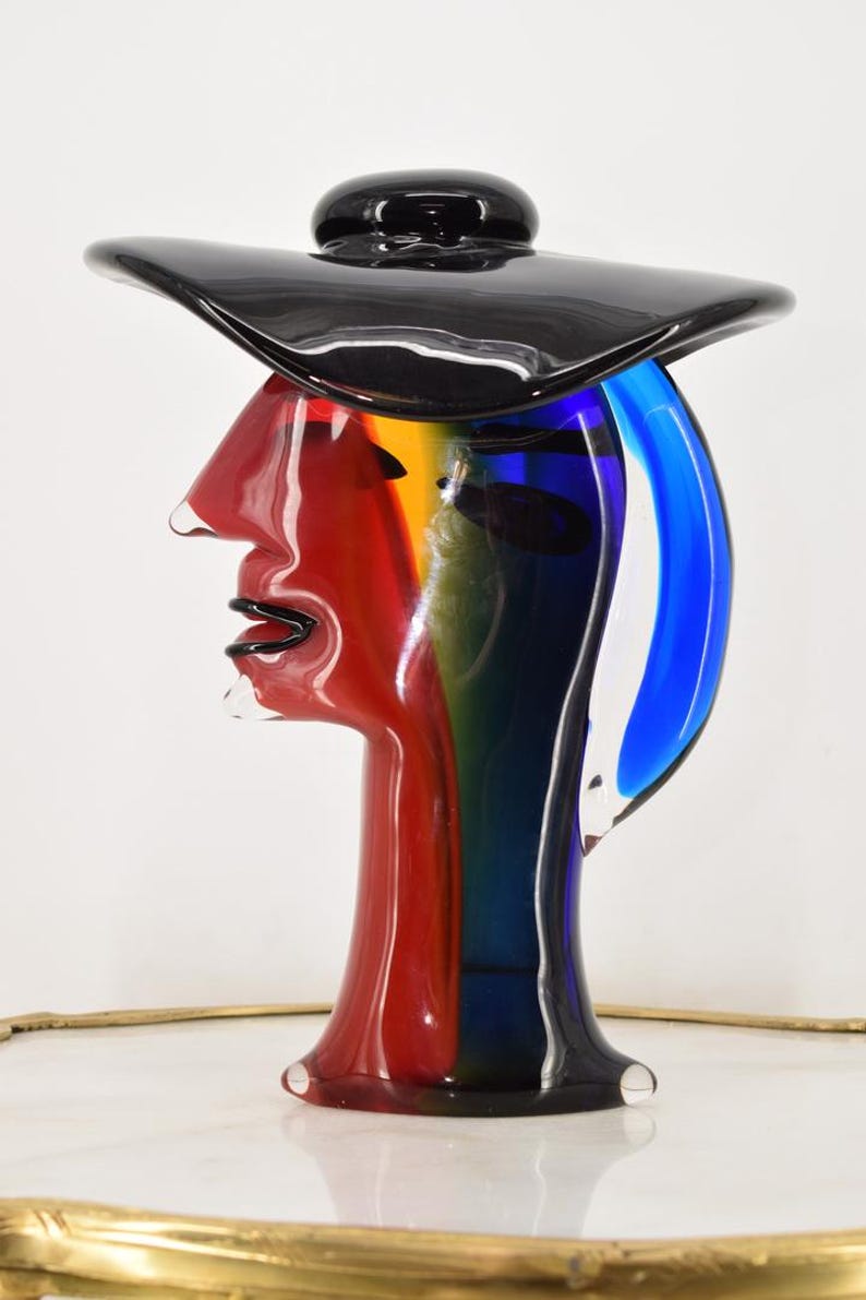 Murano Style Glass Woman Sculpture With Hat - Venetian Home Decor - Etsy