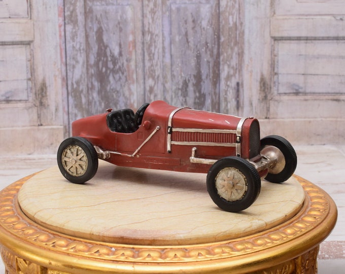 Red and Black Antique Car - Vintage Auto Old Metal Model Toy - Auto Gift Idea Old School - Vintage Model - Home Decor
