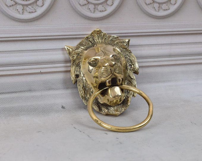 Exclusive Polished Aluminum Door Knocker - Head Lion - Vintage Style - Home and Garden Decoration - Housewarming Gift
