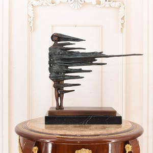 Salvador Dali Style Bronze Sculpture: Modernist Abstract Woman Figurine