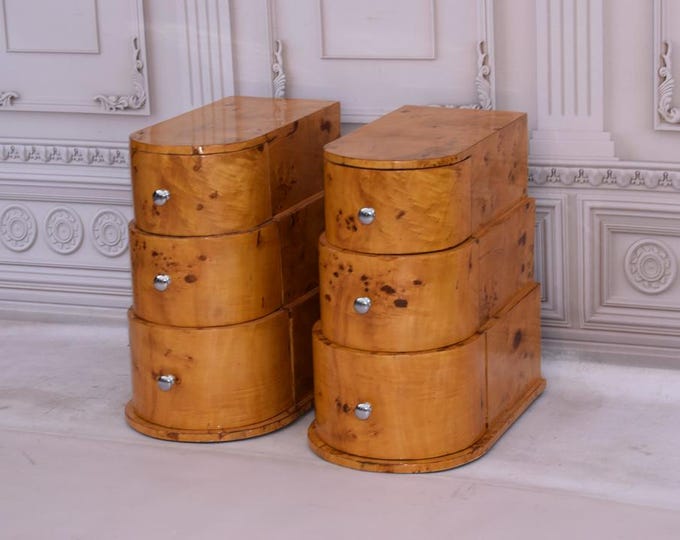 Art Deco Bedside 2 Tables - Art Deco Table - Bent Wood Night Stand - Chest of Drawers - Wooden Table - Home Decor - Bedroom Decor Gift Idea