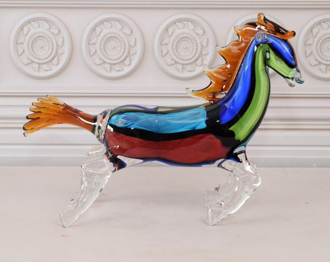 Vintage Horse Murano Style - Colorful Venetian Glass - Glass Figure - Home Decor - Ideal Gift Idea for Birthday, Housewarming, Wedding