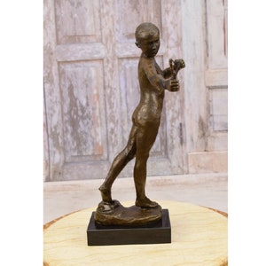 ab1164 ブロンズ像 少年 銅製 オブジェ 置物 高さ45cm ブロンズ像