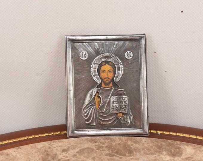 Antique Silver Icon Travel - Silver Orthodox Icon - Russia Silver 84 - Religious Icon - Handmade Icon - Art & Collectibles - Gift Idea