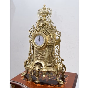 Large Amazing Brass Clock - Exquisite Baroque-style Brass Clock - Elaborately Decorated Brass Beauty - Brass Table Clock - Richly Decorated