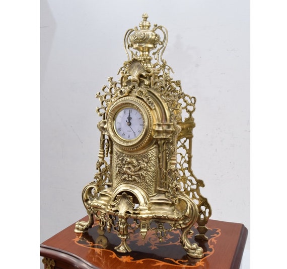Large Amazing Brass Clock Exquisite Baroque-style Brass Clock
