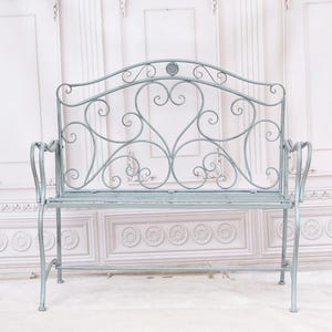 Rustic Metal Garden Bench – Vintage Style Outdoor Decor – Patio Iron Bench – Shabby Chic Garden Furniture – Lawn Decoration