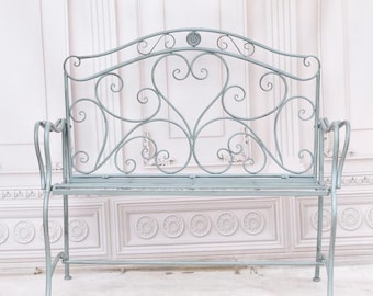 Rustic Metal Garden Bench – Shabby Chic Patio Iron Bench