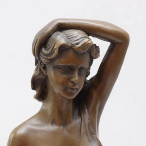 Woman in Dress Bronze Statue - Act bronze figurine - pretty woman - Mature Concept -