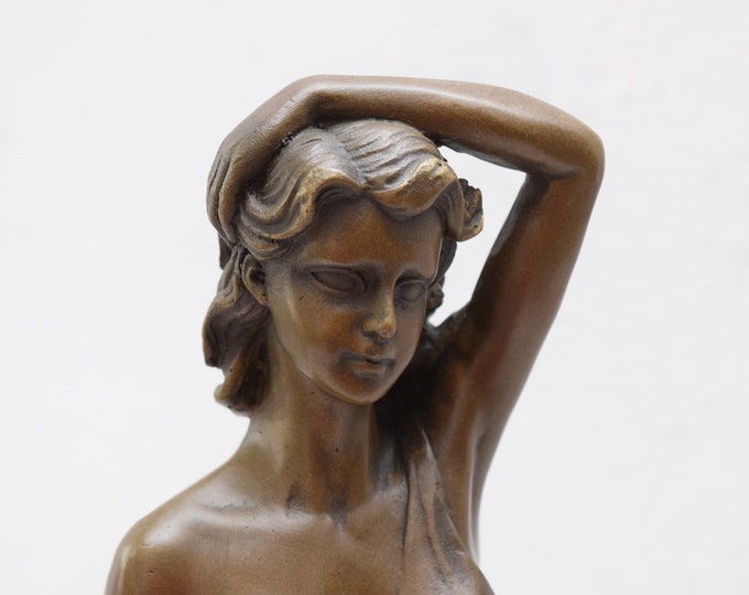 Woman in Dress Bronze Statue - Act bronze figurine - pretty woman - Mature Concept -