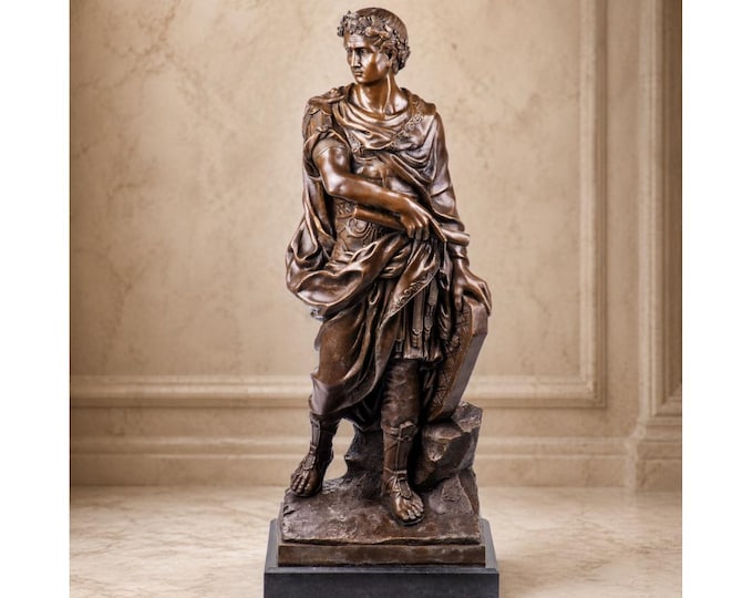 Bronze Caesar Figure – Classical Roman Sculpture – Large Vintage Statue