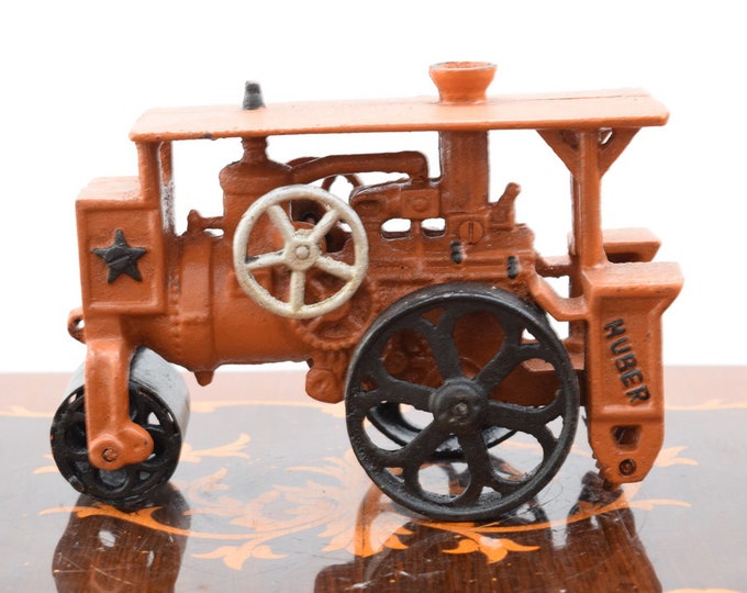 Orange Antique Toscano Steam Roller Vintage - Steam Roller Old Model Toy - Farm Toy Tractor - Gift Idea Old School - Home Decor - Gift Idea