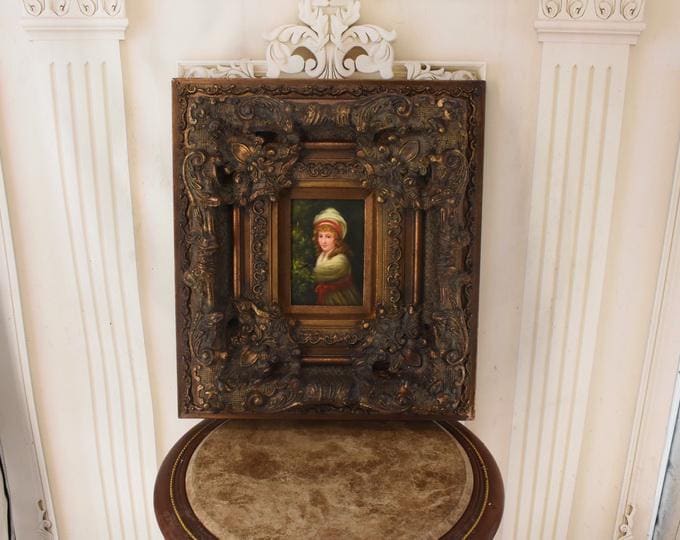 Vintage Oil Painting - English Woman Portrait, Gold Frame