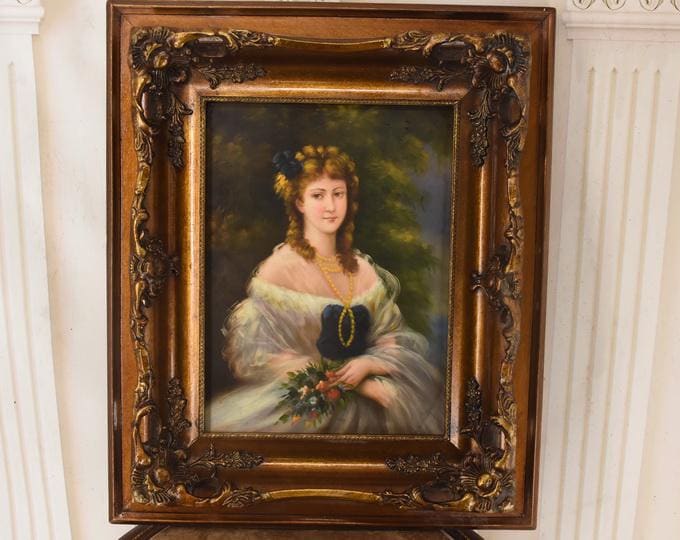 French Aristocrat Portrait Painting - Old Oil on Canvas, Golden Frame
