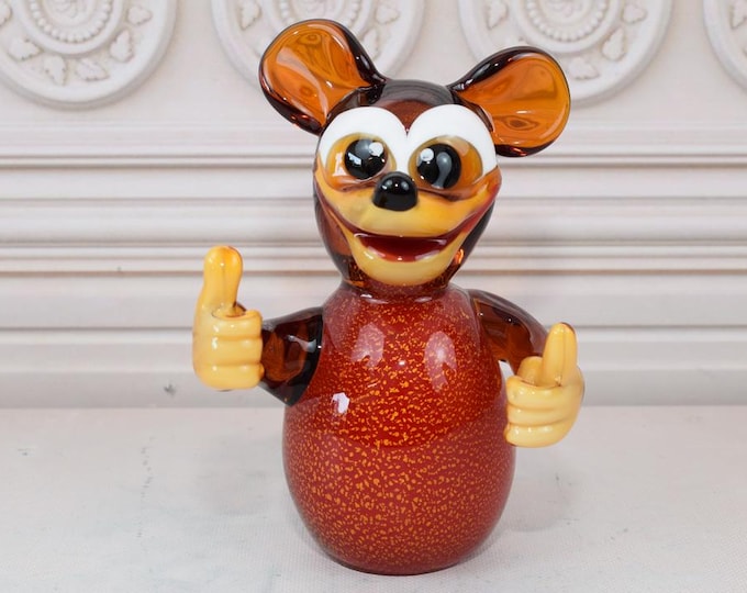 Funny Red Mouse Murano Style - Mouse Murano Statue - Venetian Glass - Home Decor - Figurine Glass - Art Work Statue - Venetian Gift