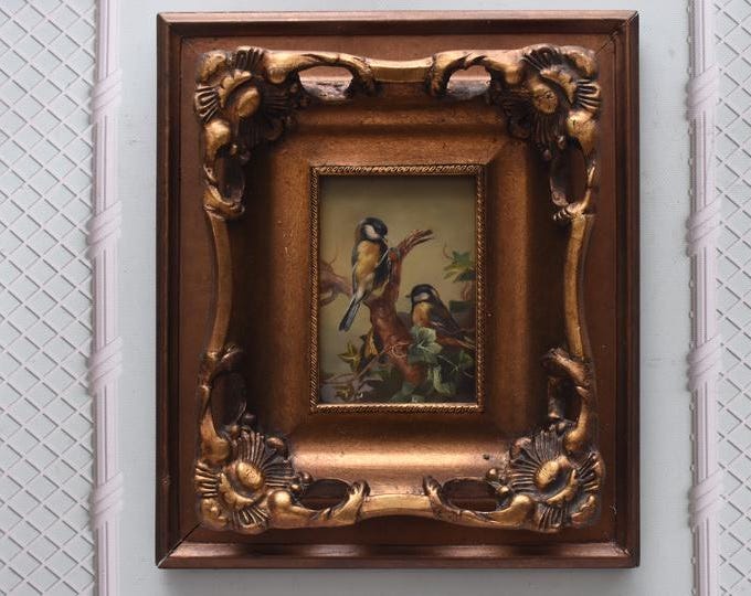 Birds on Branch Painting - Painting in Golden Frame - Birds Lover Art - French Painting Art Work - Wall Decor - Amazing Home Decor