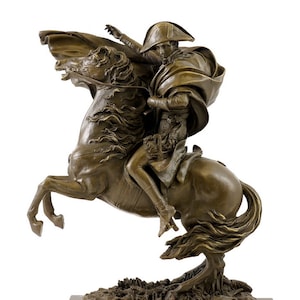 Napoleon Bonaparte - Art Bronze Sculpture - Napoleon on Horse, Bronze Figure Gift Vintage Marble Black -