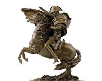 Napoleon Bonaparte Bronzeskulptur: Vintage Reiterstatue auf Marmor