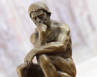 考える人ブロンズ像：オーギュスト・ロダン作 大理石台座の彫刻 - Etsy