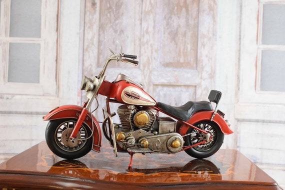 Modello Moto Giocattolo In Ferro - Vintage, Decorazione Casa, 27x16cm - Foto 9