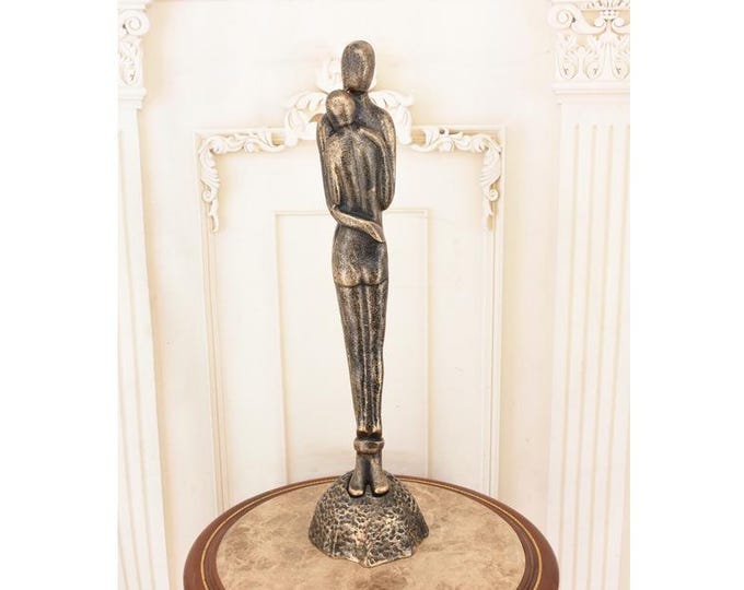Vintage Cast Iron Lovers Sculpture – Wedding Gift, Home Decor