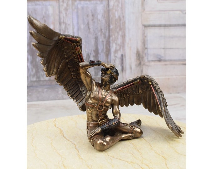 Steampunk Man with Wings - Fallen Angel - Cast Out of Heaven or Sinned - Handmade Figurine  -  Home Decor - Amazing Decor