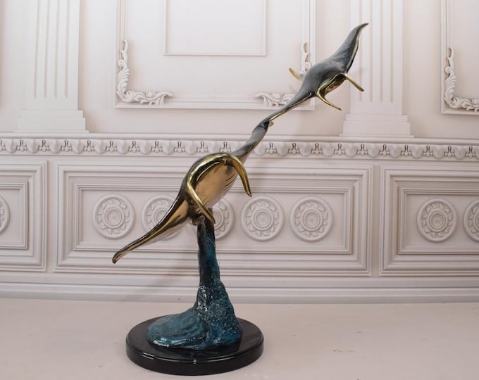 Two Stingrays Bronze Statue on Marble Base - Premium Bronze Sculpture - Foundry Mark - Exclusive Gift Stingray- Home Decor - Timeless Art