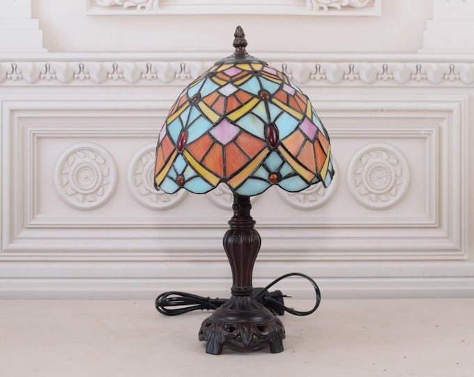 Tiffany Style Table Lamp - Flower Stained Glass - Bedside Lamp - Office Lamp - Home Decor - Gift Idea for Birthday, Office, Boss
