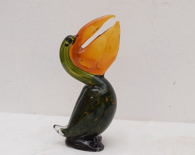 Pelican murano style - murano figurine - glass nice gift Italian Venetian glass statue - vintage pelican