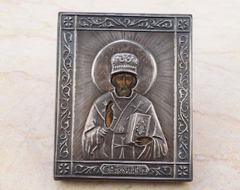 Antique Silver Orthodox Icon Travel – Russian Silver 84 Religious Art