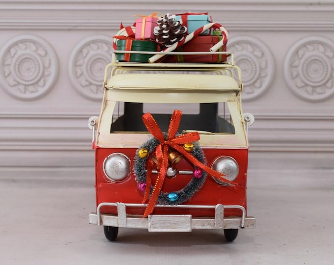 Vintage Old Car Classic Metal Model - Bus Merry Christmas Toy - Gift Idea Old School - Home Decor - Office Decor - Gift Idea