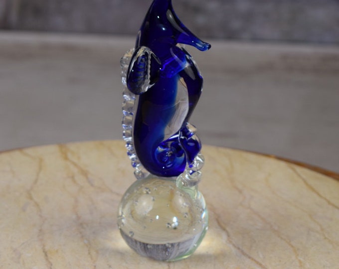 Blue Seahorse Murano Style Statue - Seahorse Sculpture - Amazing Figurine from Venetian - Italy Product - Handcrafted Figure - Home Decor