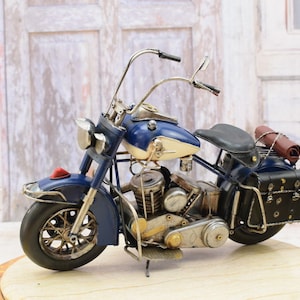 Vintage Blue Motorbike - Old School Motorcycle - Old Classic Metal Model - Collector Item - Toy Motor - Gift Idea - Home Decor