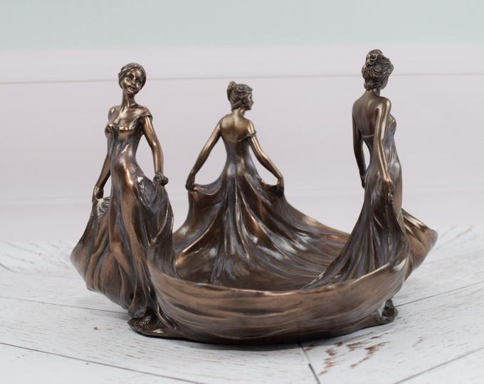 Three Graces Bowl - Decorative Tray Platter - Vintage Fruit Bowl - Greek Mythology - Home and Garden Decor - Nymphs Art