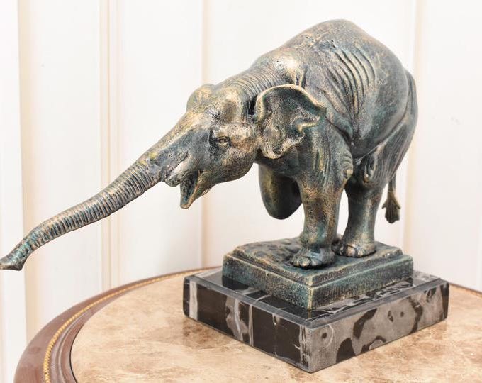 Amazing Cast Iron Elephant Figurine | Vintage Luck Elephant Sculpture | Animal Statue | Rustic Home Decor Gift Idea