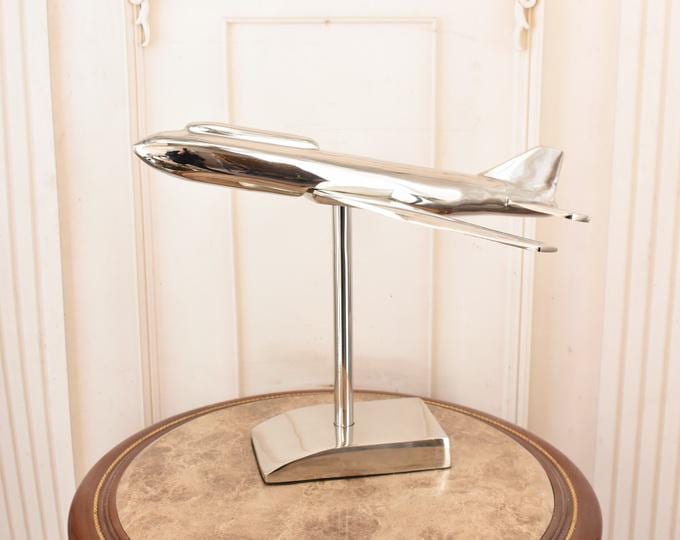 Aluminum Concorde Airplane Model: Vintage Desk Plane, Pilot Gift