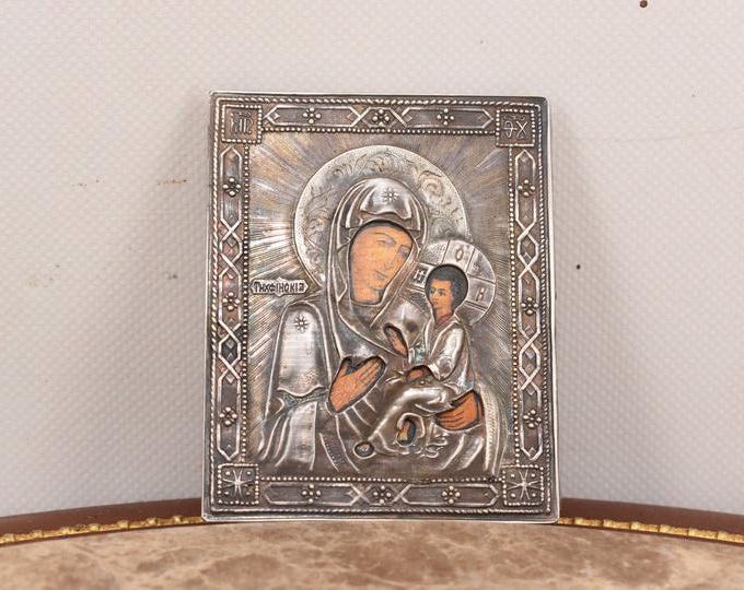Antique Silver Icon Travel - Silver Orthodox Icon - Russia Silver 84 - Religious Icon - Handmade Icon - Art & Collectibles - Gift Idea