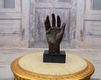 Statue unique main en bronze - Symbole de réconciliation et de paix - Statue main sur socle en marbre - Décoration d'intérieur - Idée cadeau pour un anniversaire