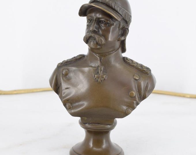 Bust of Otto von Bismarck – Bronze Statue on Marble Base – German Empire Political Figure – Elegant Historical Home Decor