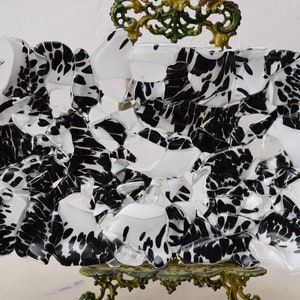 Black White Plateau Glass on Murano Style  Beaufitul Gift Handmade Product   Art Deco
