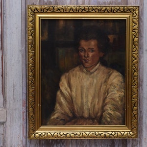 Antique French Aristocrat Portrait Painting - Gold Frame, Polish Art