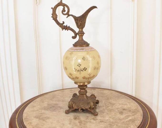 Antique Art Nouveau Porcelain Decanter with Bronze Ornaments - Gift Idea